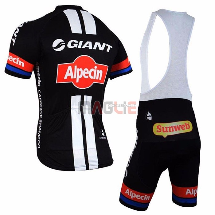 Maglia Giant Alpecin Manica Corta 2021 Nero Bianco